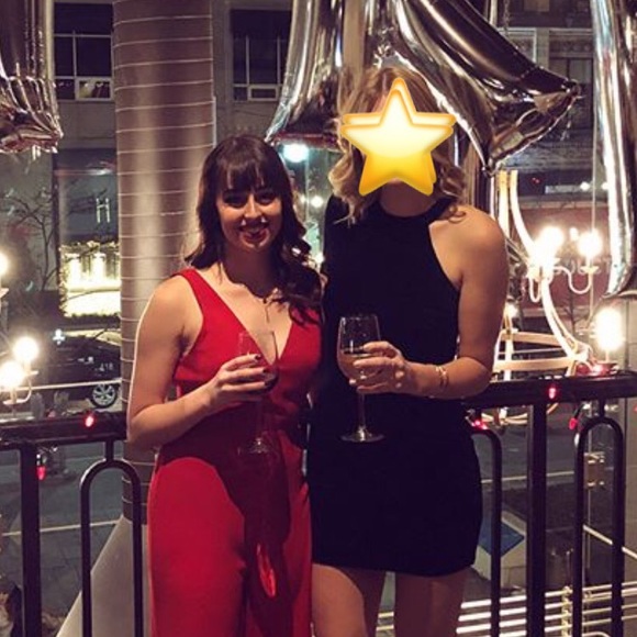 Low Back Cherry Red Jumpsuit - Picture 3 of 3